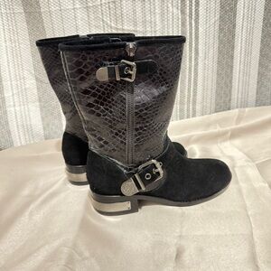 Vince Camuto Black Snakeskin Moto Boots
